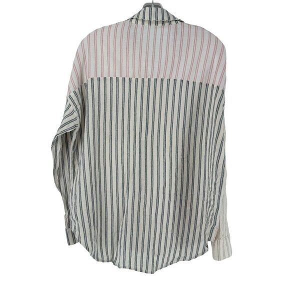 Molly Green Boyfriend Fit Button Up Relaxed Multi Color Striped Size M Preppy - Picture 4 of 8